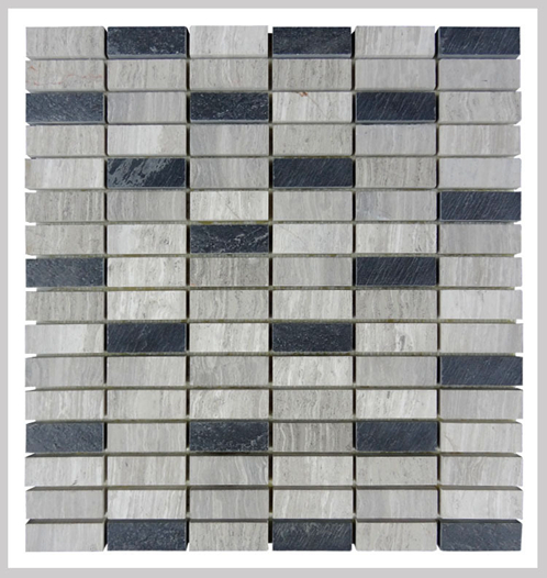 Marble Mixed Black Culture Slate Stone Mosaic Tile For Wall, White Oak Brick Mosaic Tile