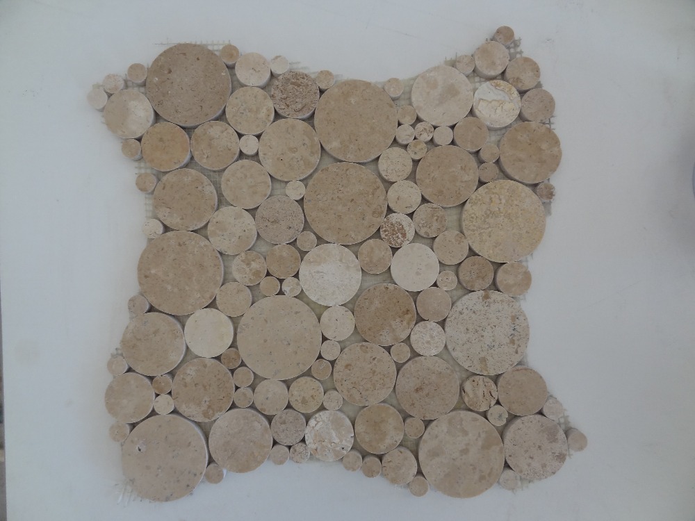 Stone Burma Beige  Penny Rounds Mosaic Tile,  Beige Marble Water jet Mosaic, Jura Beige 