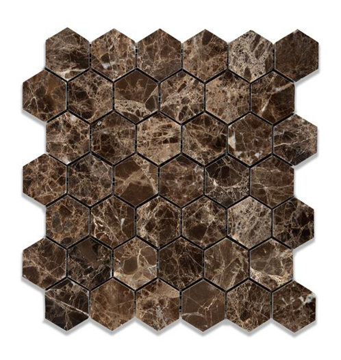 Emperador Dark Marble Polished Hexagon Mosaic Tile,Chinese Dark Emperador,Emperador Dark Mosaic,Dark Marble Mosaic,Chinese Marron
