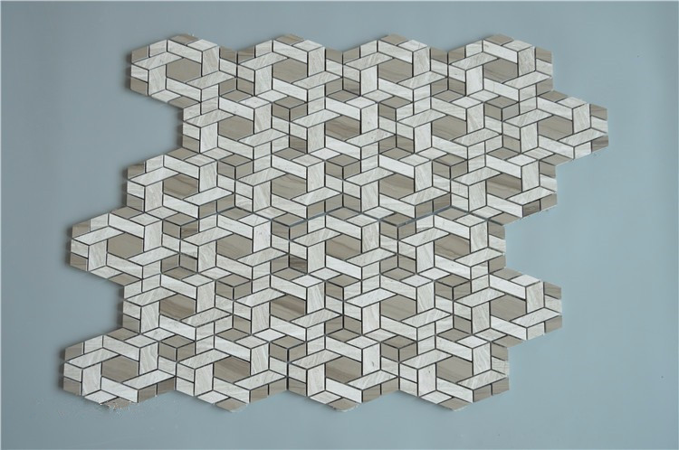 New Design Wood Light Grain Marble Backsplash Mosaic Wall Tiles
