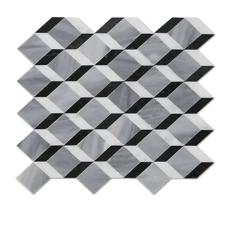 Black And White Marble 3D Design Kitchen Backsplash Mosaic Tiles