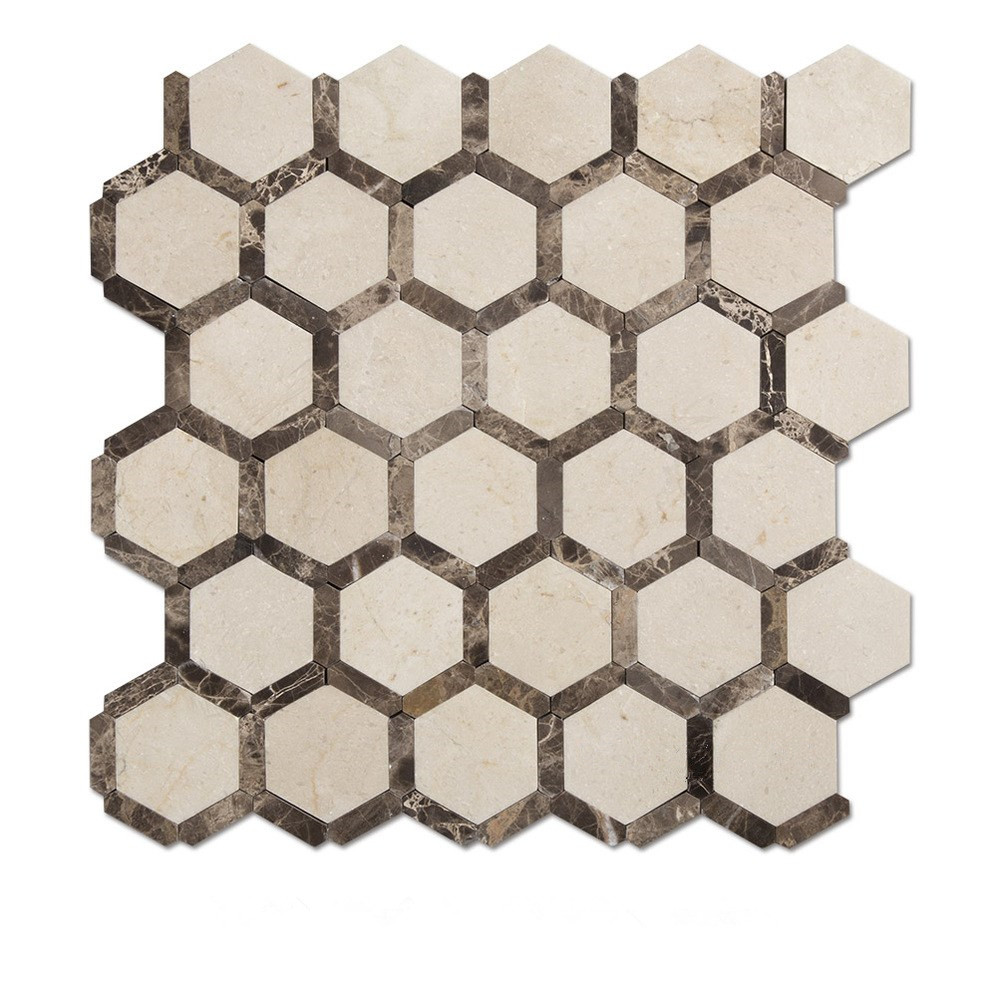 Cream Marfil  Hexagon Kitchen Backsplash Mosaic Tiles
