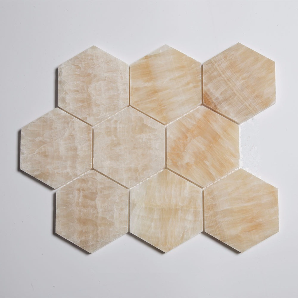 3 Inch Yellow Onyx Marble Mosaic Hexagon Stone Mosaic
