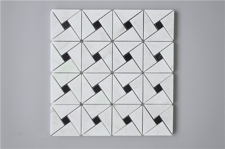 Chinese White and Black  Triangle Marble Mosaic Tile