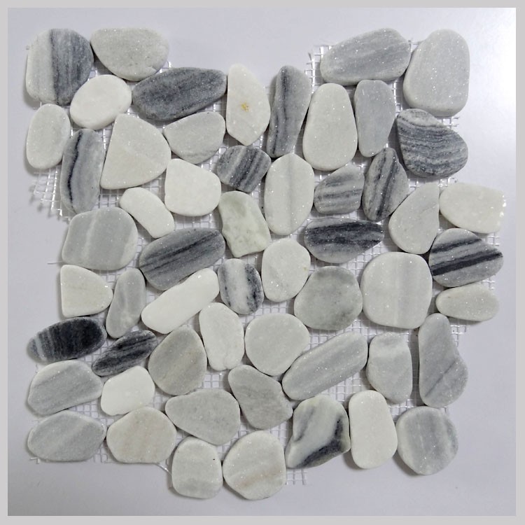 White and black natural marble stone    Crystal White And  Mamara Marble Mosaic Tile 