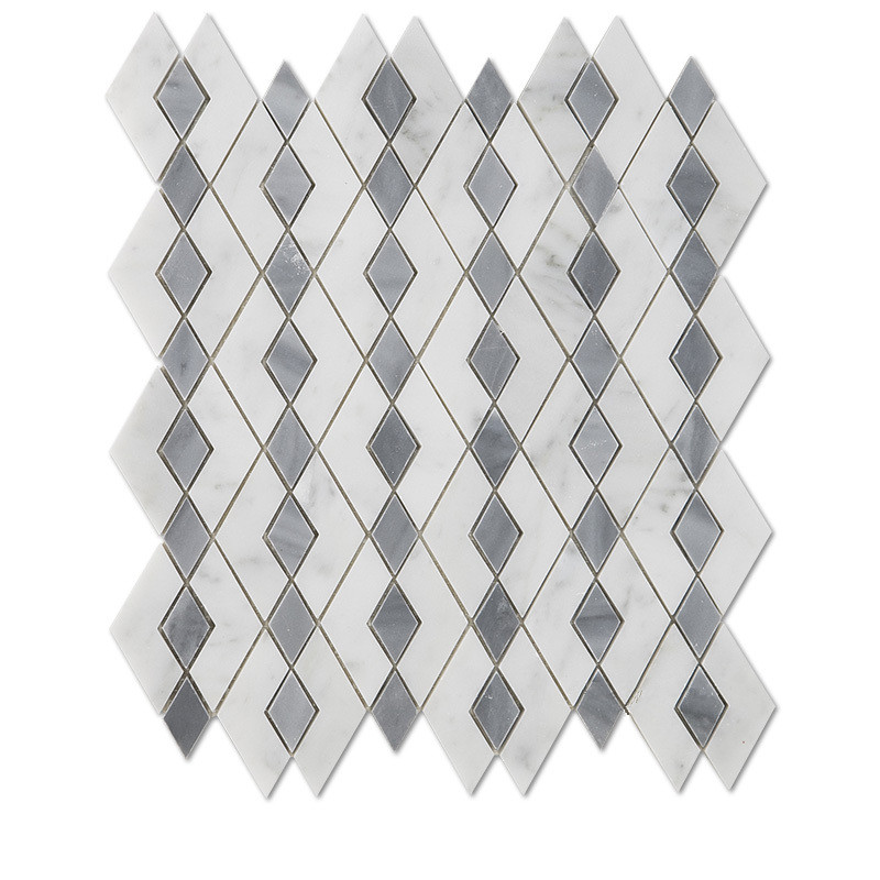 New Rhombus Design Carrara White and  Grey  Marble Kitchen Backspalsh Mosaic Tiles