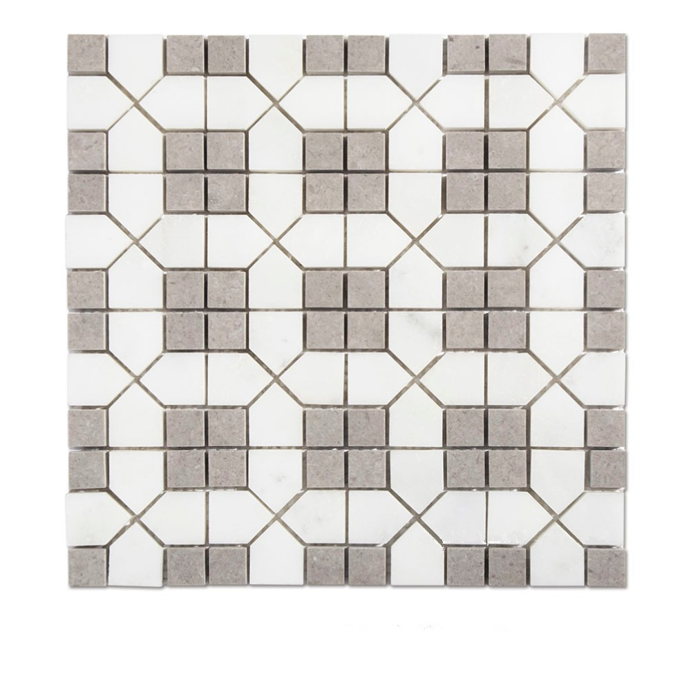 Cinderella Gray Marble Mixed White Marble Square Mosaic Tiles For Backsplash And Floor