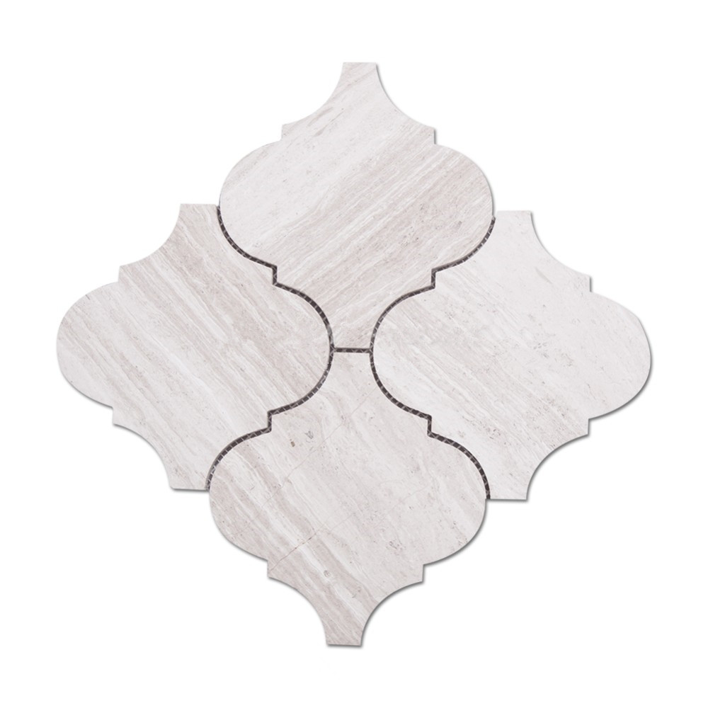Wooden Grain White Marble Lantern Mosaic Tiles