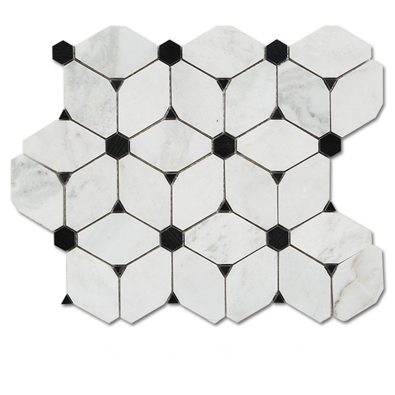 Estern  White Marble Long Octagon Mosaic Tiles