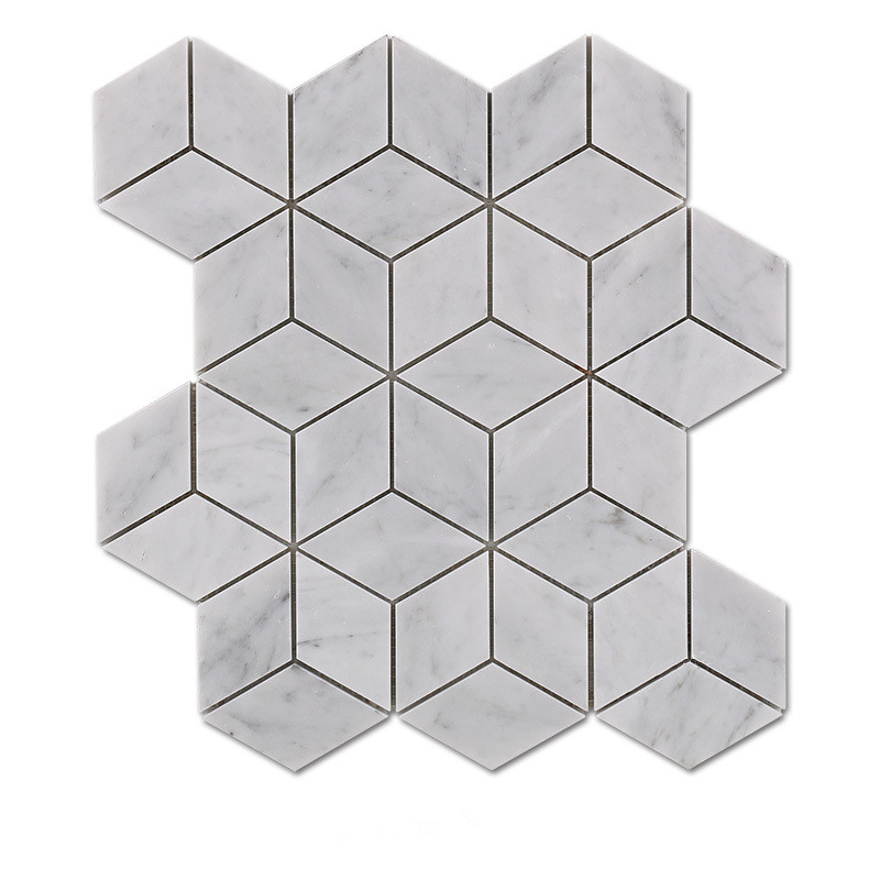 Carrara White Marble Rhombus Hexagon Mosaic Tiles