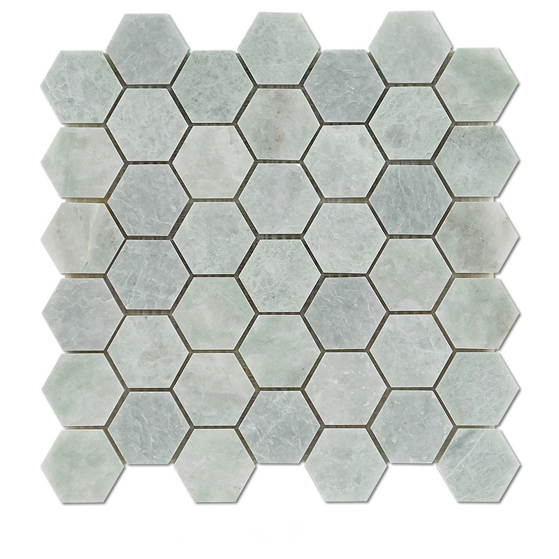 Hexagon Ming Green Stone Marble Mosaic Tiles