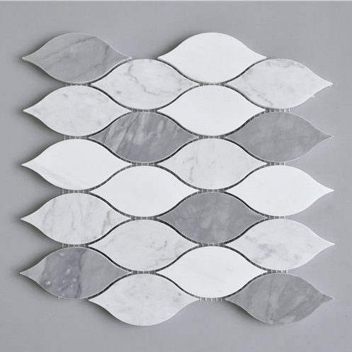 Carrara White Marble Beautiful Design Leaf Shaped Mosaic Tile
