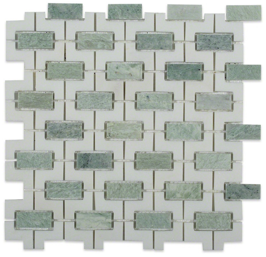 White And Green Marble Water Jet Bathroom Tile Design