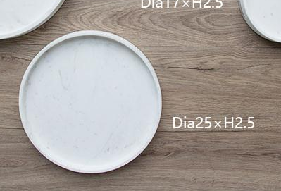 White marble round tray