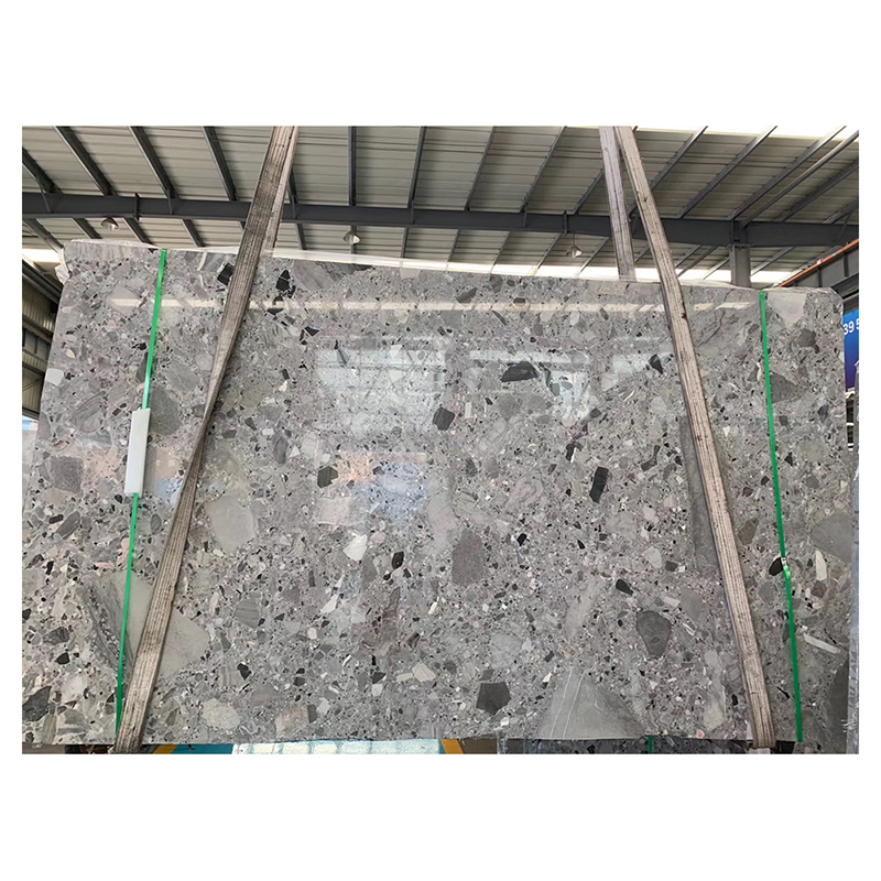Natural Terrazzo Fossil Grey  Marble  Big Slab Engineered Size Marble